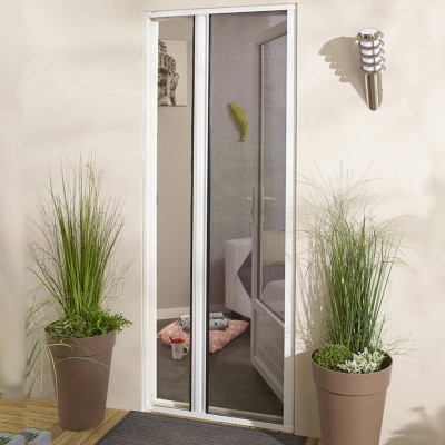 Moustiquaire enroulable latérale aluminium  blanche pour porte