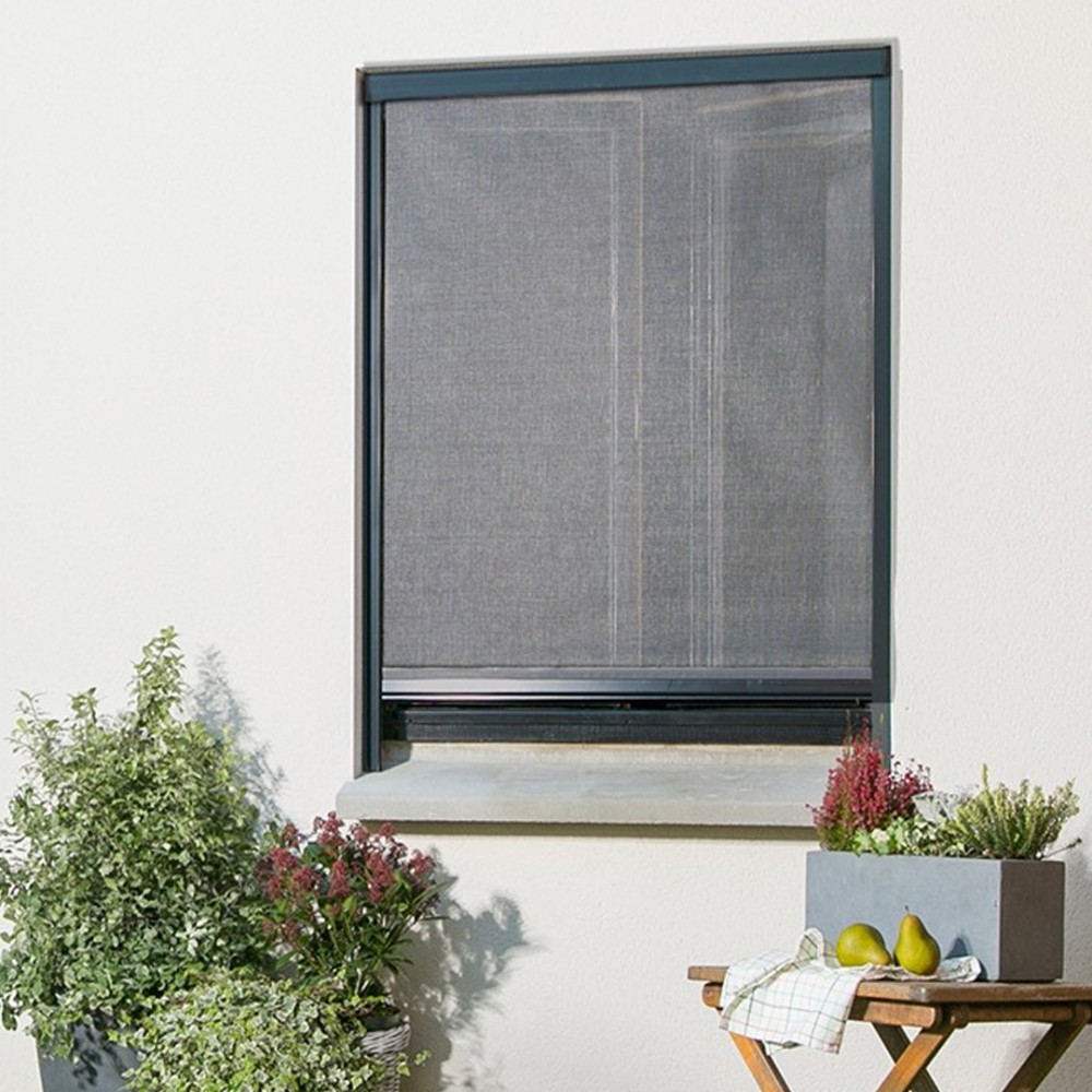 Moustiquaire enroulable grise en Aluminium pour fenêtre