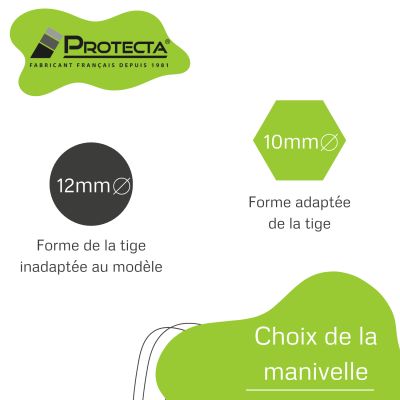 Manivelle acier avec tige hexagonale Ø 10mm pour volet roulant
