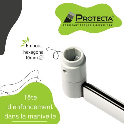 Manivelle acier avec tige hexagonale Ø 10mm pour volet roulant