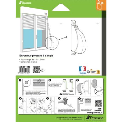 Encart enrouleur pivotant pour sangle 14/15mm de volet roulant
